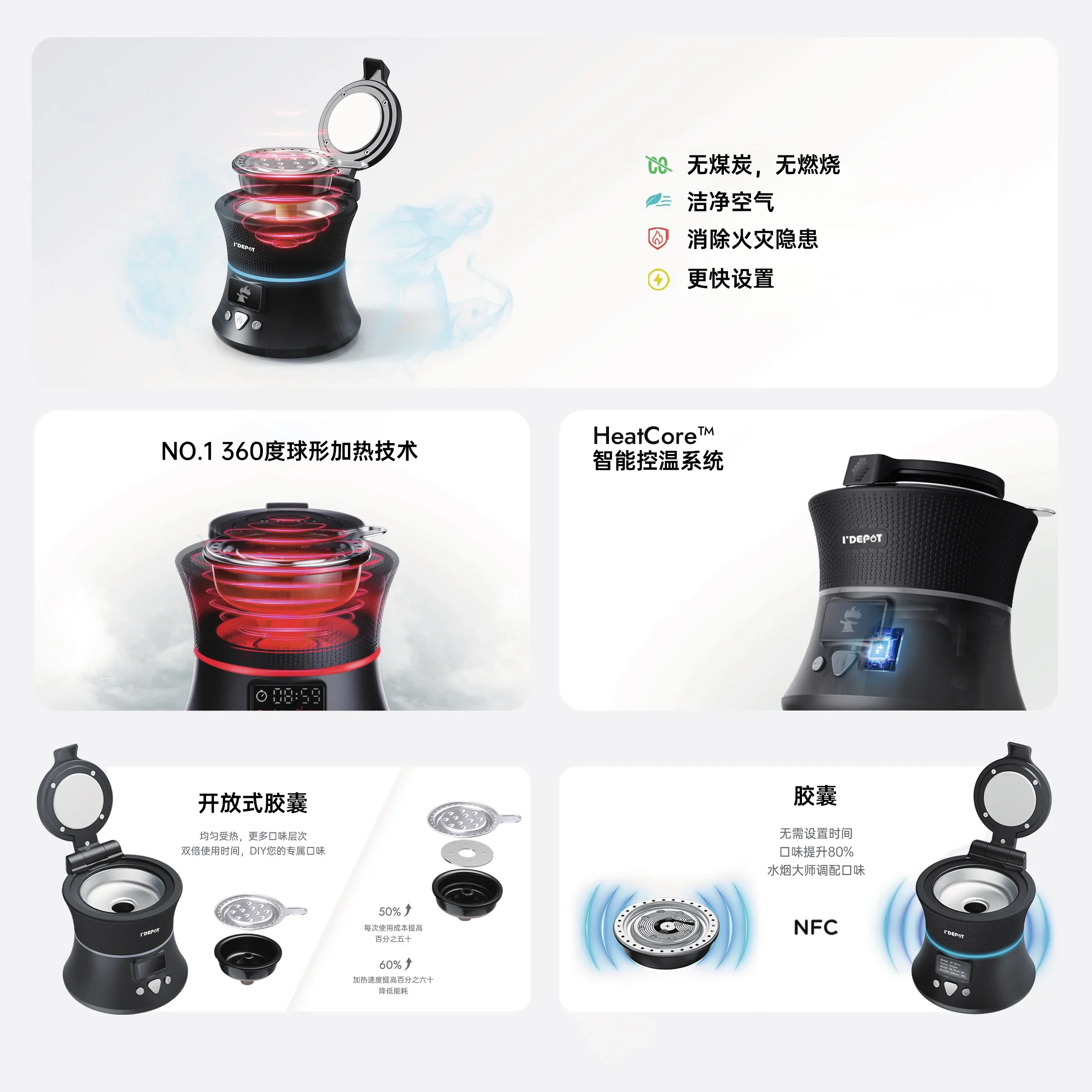 IMOTO G2 Electric Hookah Shisha Multifunctional Portable Automated E-Hookah