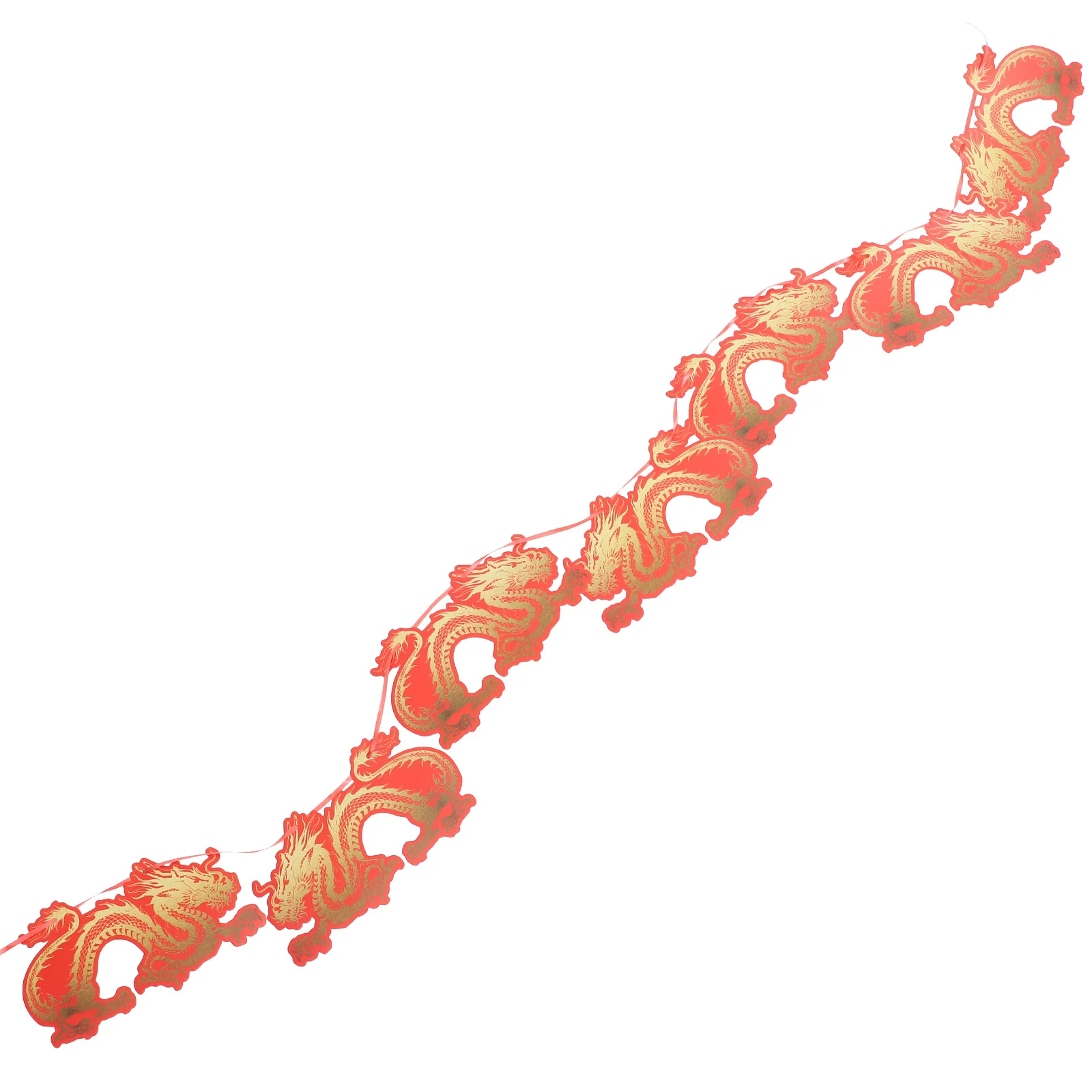 مجموعة خلفية لافتة احتفالية للعام الجديد لتزيين الحفلات إكليل من القماش للجدران والنوافذ والأبواب سنة التنين 2024 #2