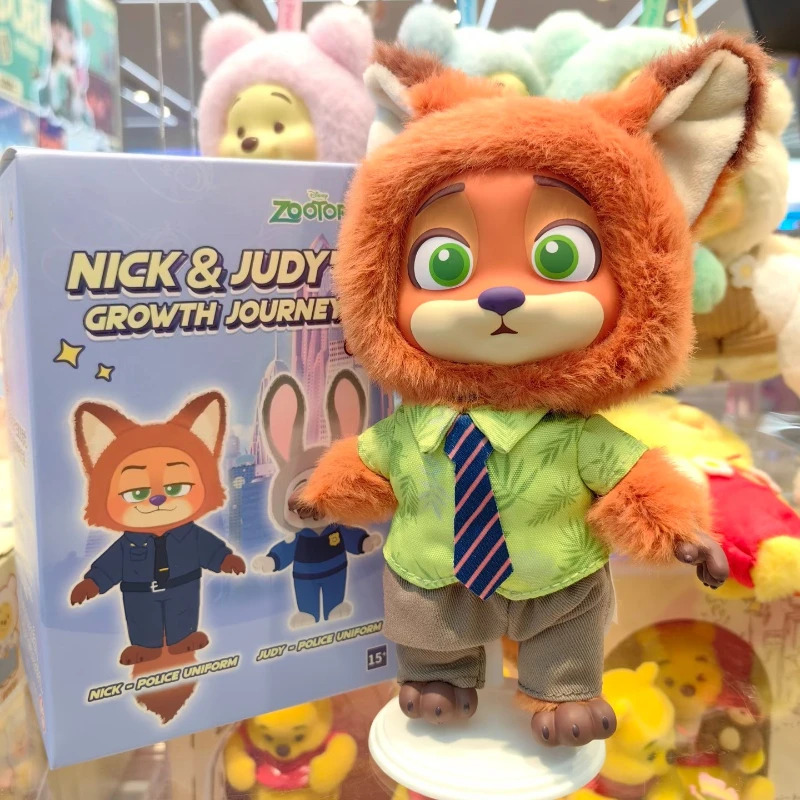 صندوق أعمى أصلي من Disney Zootopia "Growth Journey" - Nick & Judy Vinyl Plush، حقيبة لطيفة قلادة هدايا غامضة #2