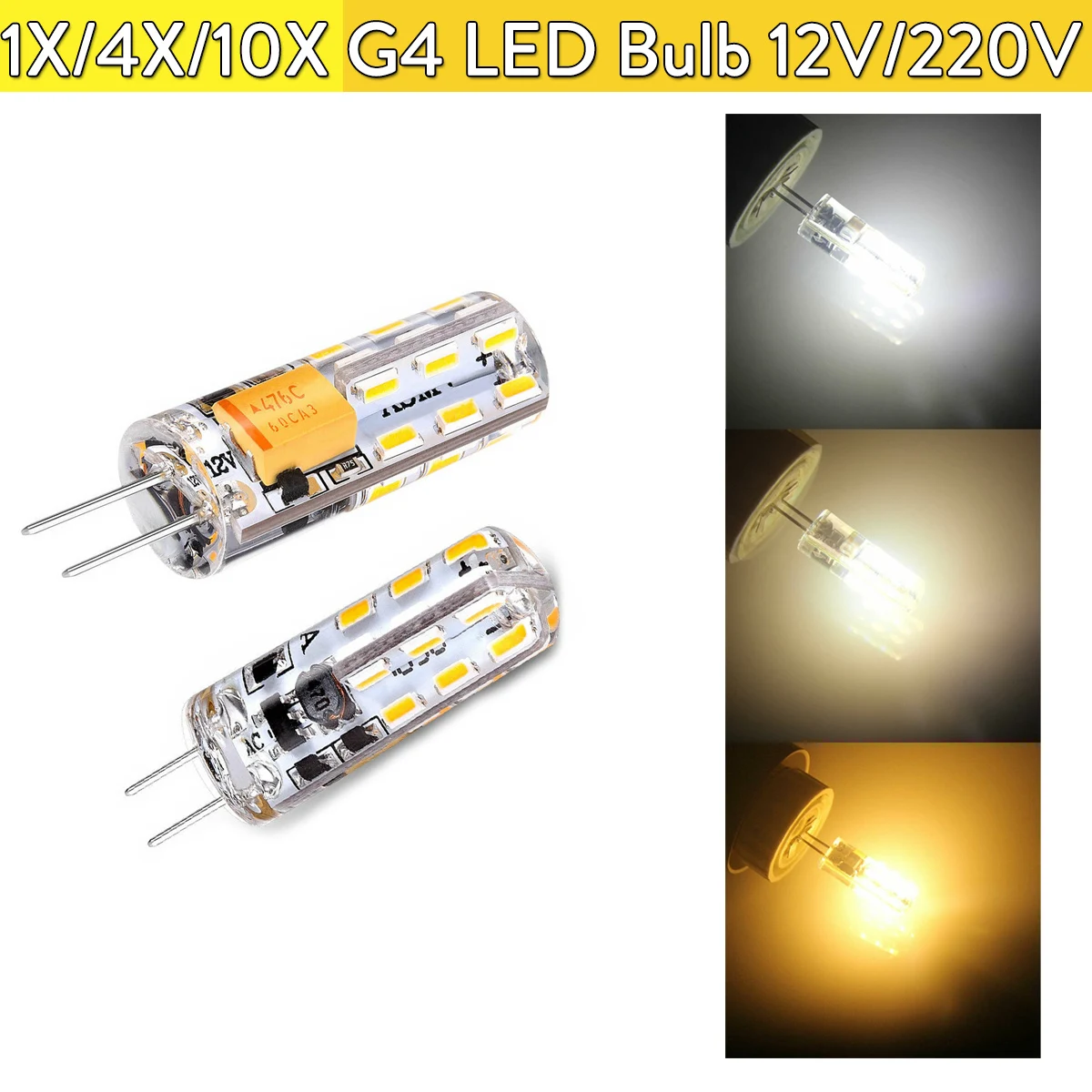 2X G4 Led Bulb 3w Ac220v Mini Light 6000k Silicone Lamp 3000k 12v Smd Bi-pin Corn Beam Lighting Spotlight Chandelier Decorative