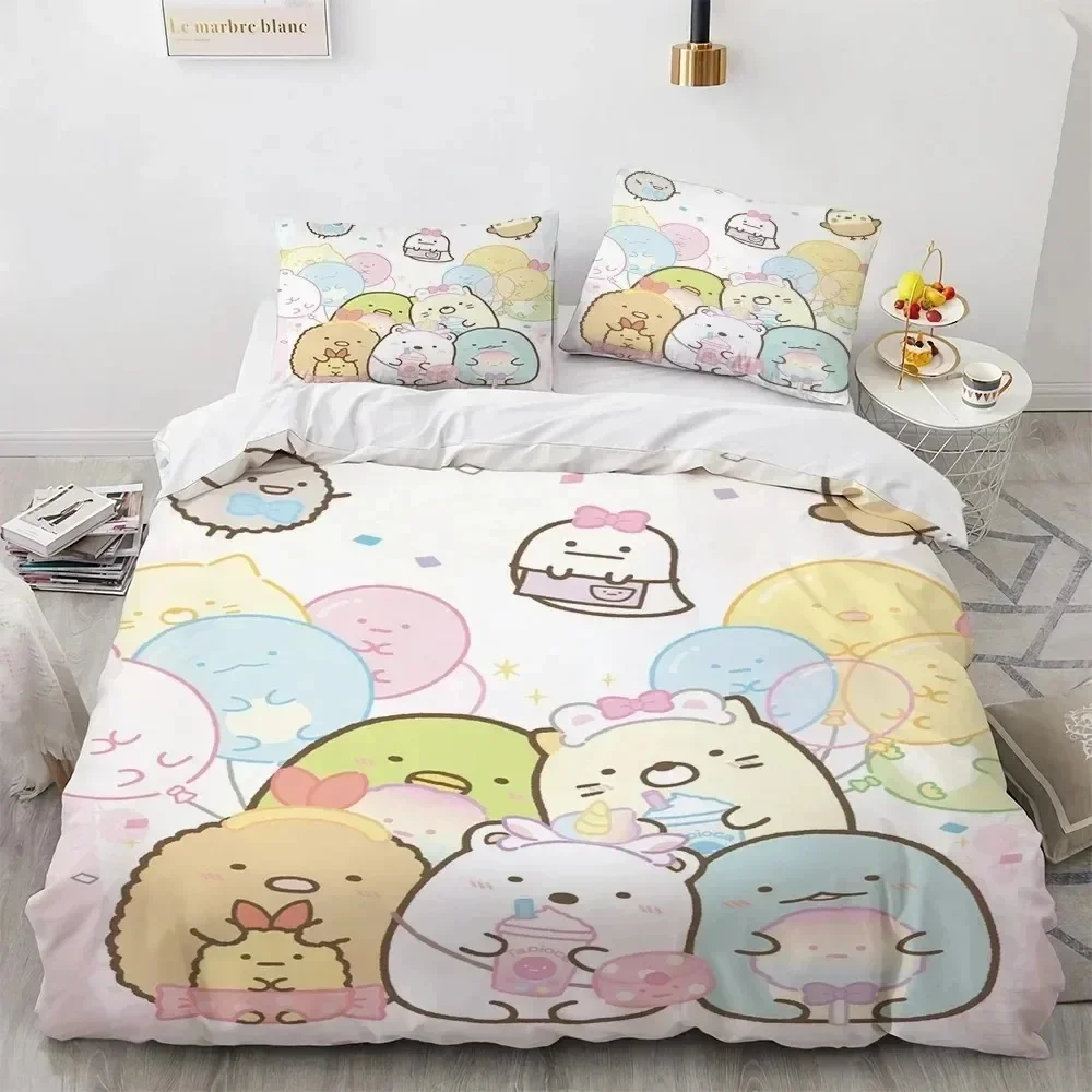 

Anime Kawaii Cartoon Sumikko Gurashi 3D NEW Duvet Cover Pillowcase Bedding Set Adult Boy Girl Bedroom Decoration Single Double