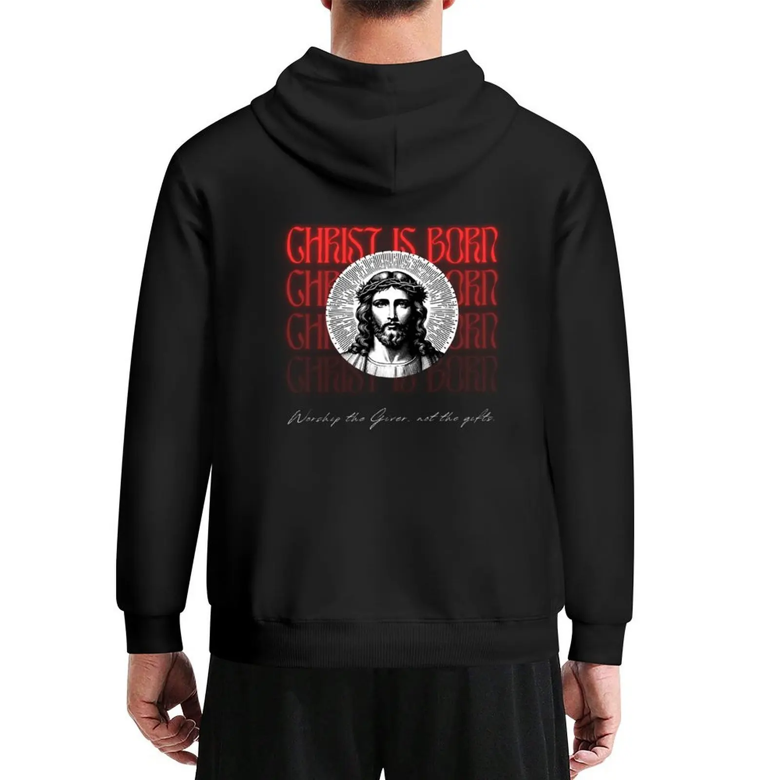 

Christ is Born, Worship the Giver not the gifts Hoodie winter clothes men wear man hoodie
