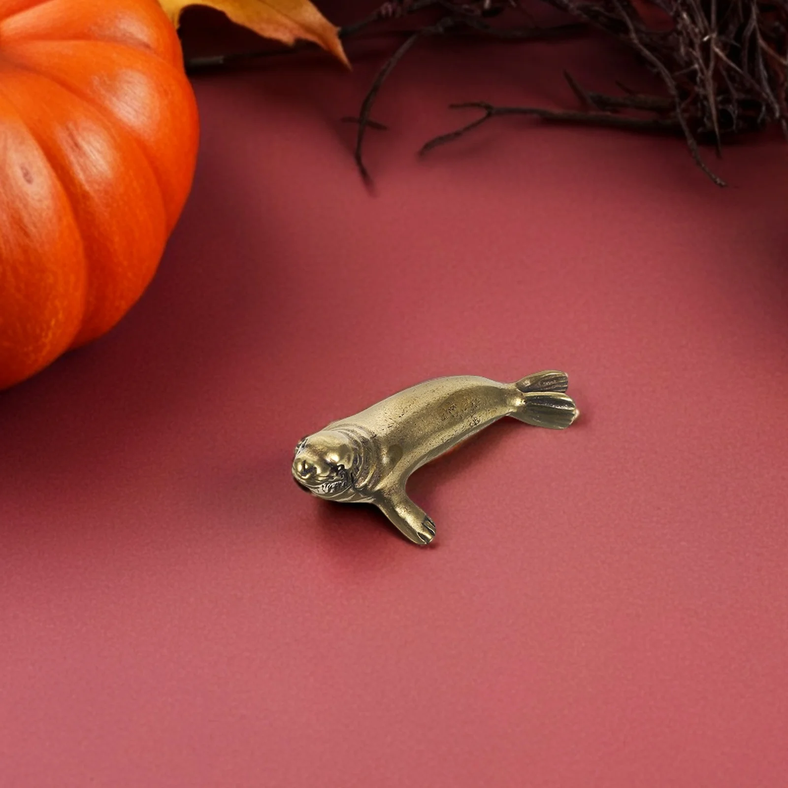 

Miniature Brass Seal Sculpture Vintage Retro Small Sea Creature Statue Desktop Ornament for Home Decorations Miniature Ornaments