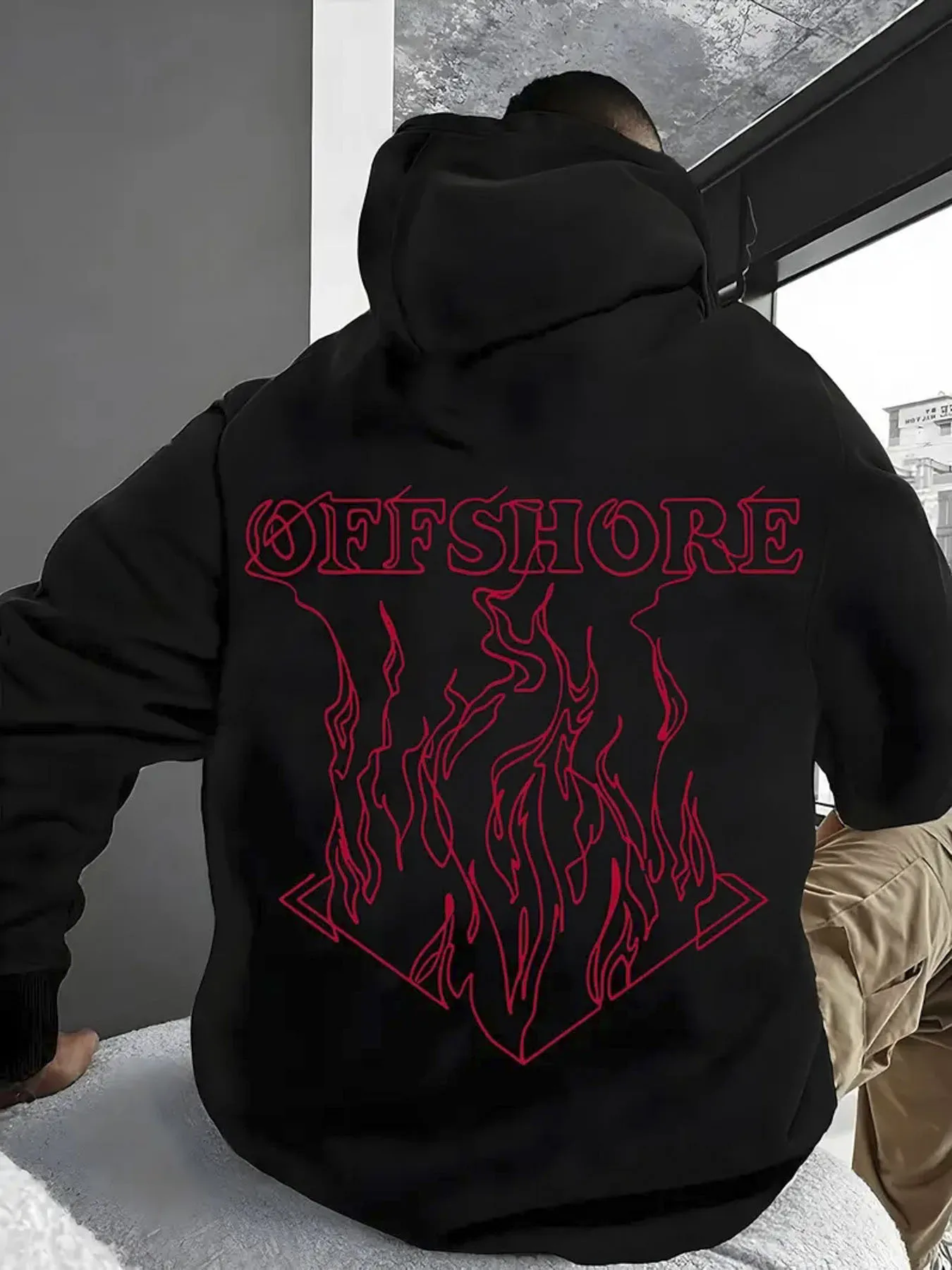 

Толстовка с капюшоном, повседневная свободная толстовка с капюшоном с принтом жирного пламени, модная рубашка с капюшоном на шнурке