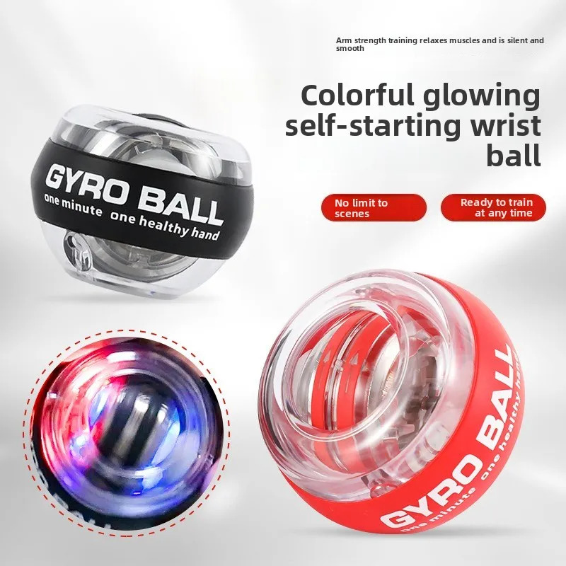 

Gyroscopic Wrist Forearm Trainer with Self-Start LED Lights, Platinum Black Grip Strength Ball for Muscle Workout