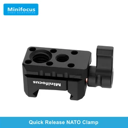 NATO Clamp Quick Release NATO Rail Clamp w 1/4 3/8 Threaded Hole for ARRI Locating Pin Video Light Microphone Monitor Magic Arm