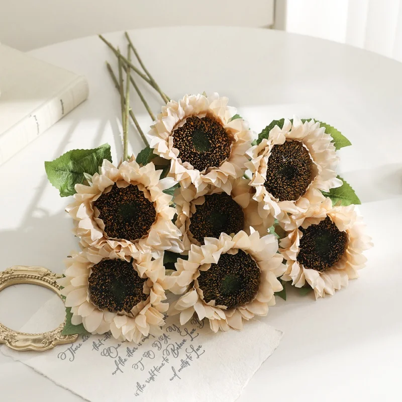 45 cm künstliche Sonnenblumen-Sonnenblumen aus künstlicher Seide, Sonnenblumen für Heimdekoration, Braut- und Hochzeitsstrauß, Blumenarrangement – Detail 9