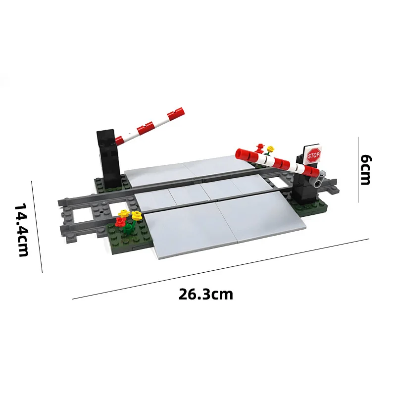 MOC City Train Crossing Warning Light Track Lifting Bar Railway Track Train Aisle Building Blocks Scene Children Toys Gift