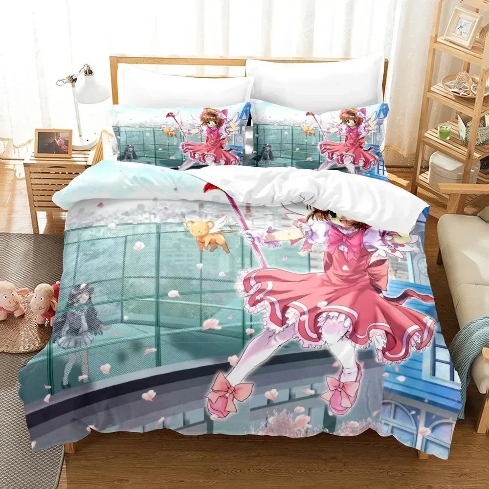 

Fashion 3D Card Captor Sakura Bedding Set Printed Bed Set With Pillowcase Bed Duvet Cover Soft Queen King Size Bedclothes Home