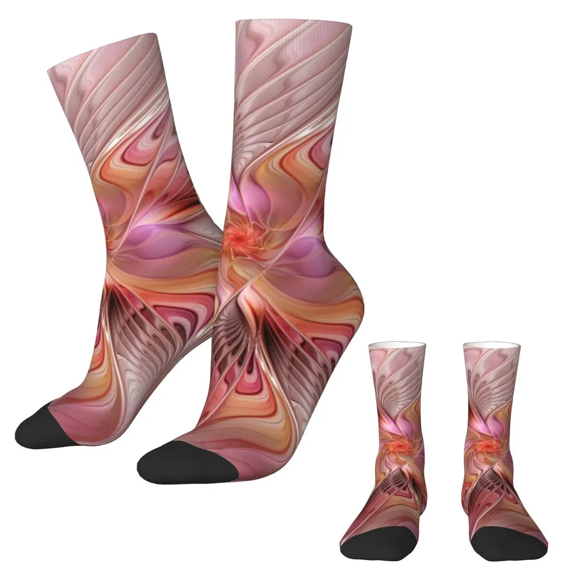 Abstract Butterfly Socks Autumn Fantasy Fractal Art Stockings Gothic Female High Quality Socks Graphic Running Non Skid Socks