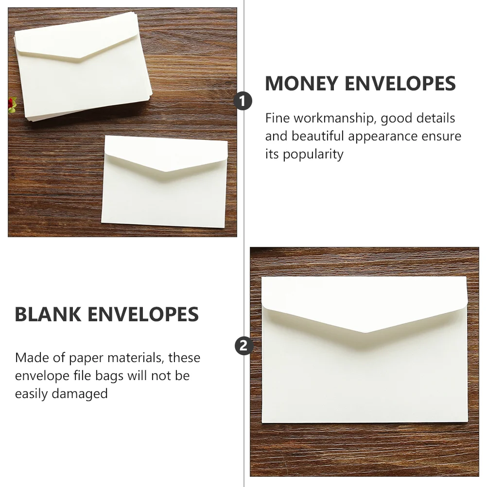 100 Pcs Card Envelopes Letter Packaging Mini Blank Gift Cash Storage Envelops Photo Cards Paper