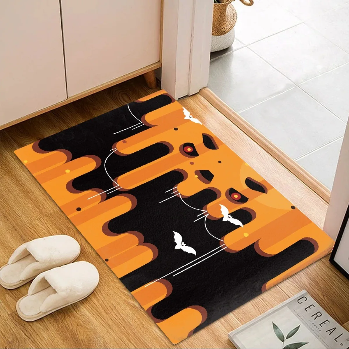 

VIKAMA Halloween Carpet, Cute Printed Carpet, Festive Atmosphere Carpet, Entrance Door Foyer Doormat, Home Decoration