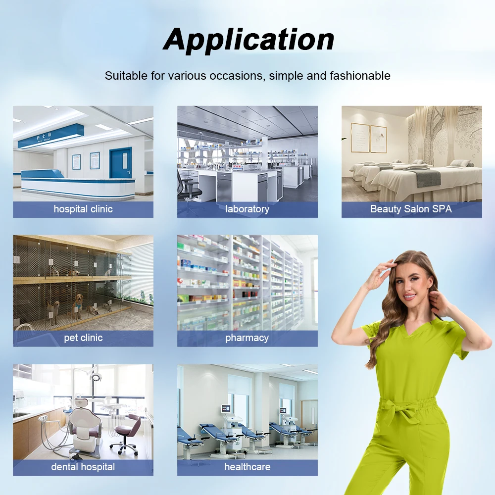 Scrub Uniform Anti-Wrinkle Soft Fabric Women's Nursing Scrub Uniforms Hospital Doctor Scrub Set Pet Grooming Healthcare Workwear