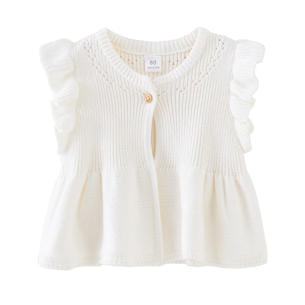 2026 New Girls Vest Cardigan Sleeveless Coat School Kids Cotton Sweater Jacket 1 2 3 4 5 6 Years Old Kids Clothes