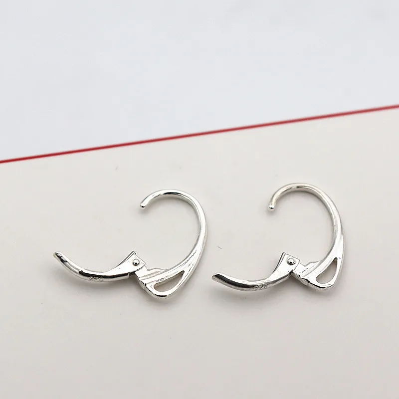 1 Pair Solid 925 Sterling Silver French Leverback Hinged Earring Wire Hook with Closed Jump Ring DIY Accessories Making Supplies