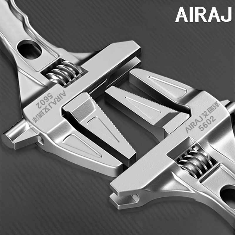 AIRAJ 1pc Industrial-grade Large-opening Adjustable Wrench Dual-purpose Pipe Wrench Anti-slip Plumbing And Auto Repair Wrench