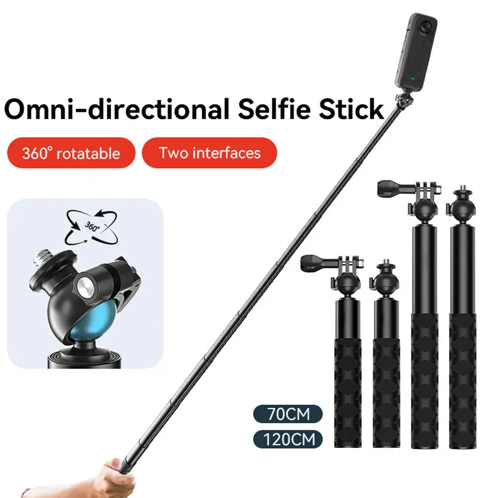 Ball Head Selfie Stick 360 Degree Rotating Spherical Rod Be Can Extended Portable Accessories Gimbal Sports Extension Camer S6D1