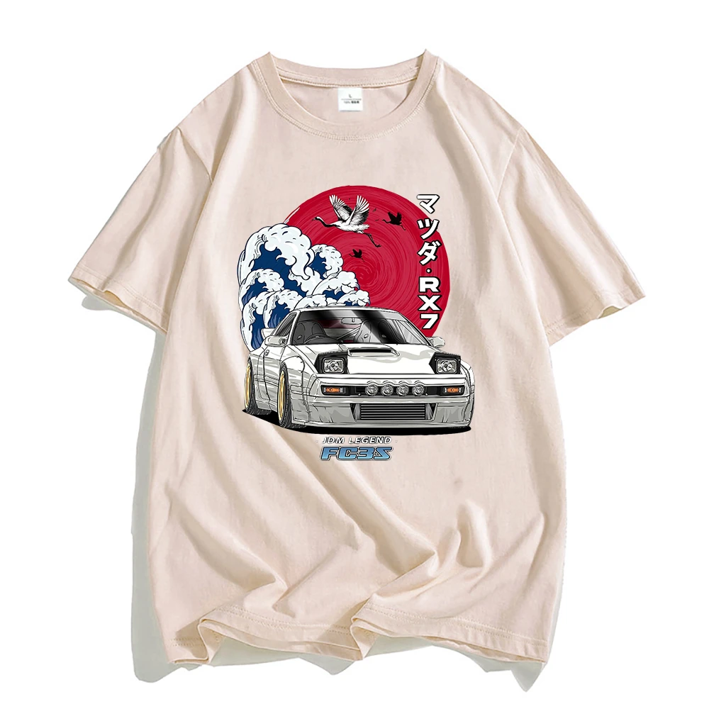 2023 Initial D Anime Graphic T Shirt Men Streetwear JDM Mazda RX-7 Turbo Crew Neck T Shirt Top Y2k Oversized Loose Top