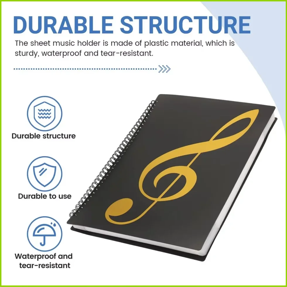 Flexible 40 Pages Piano Music Score Folder A4 Music Book Clip Sheet Note Folder Piano Paper Sheets Music Binder For Practice