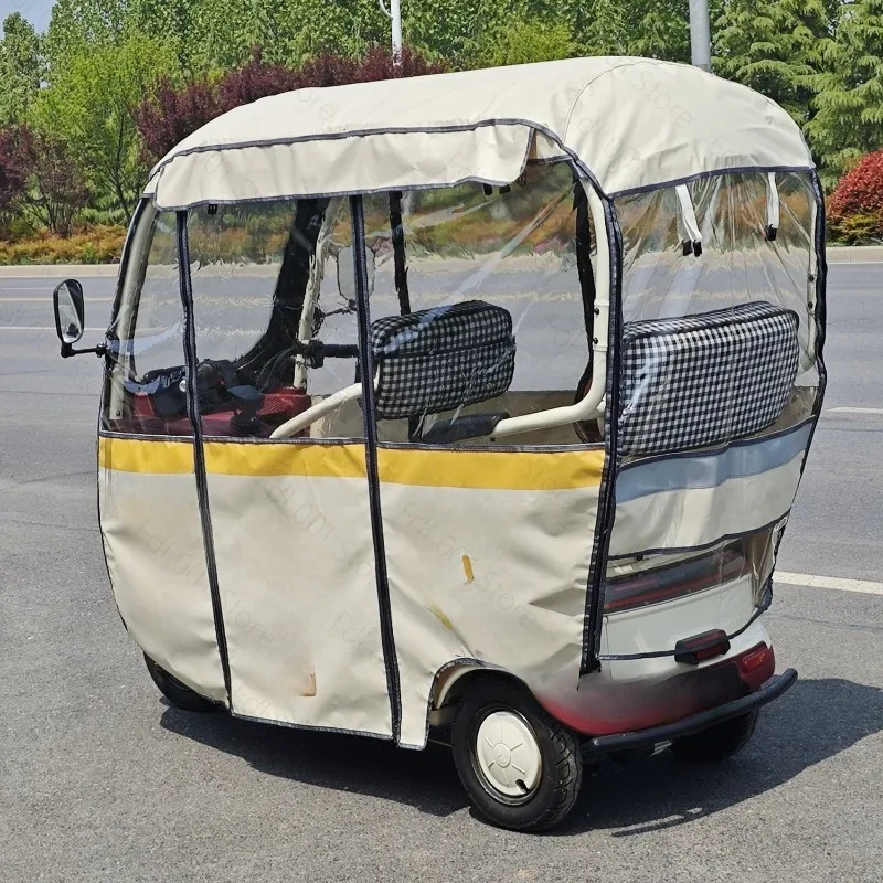 Electric tricycle rain curtain canopy, table bell integrated leisure carport thickened, weatherproof and warm canopy