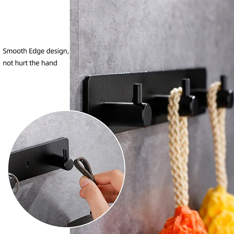 yesSelf Adhesive Aluminum Alloy Hooks With 5 Hooks Wall Mounted Hanger, Key Rack Towel Hooks for Bathroom, Living Room, Kitchen