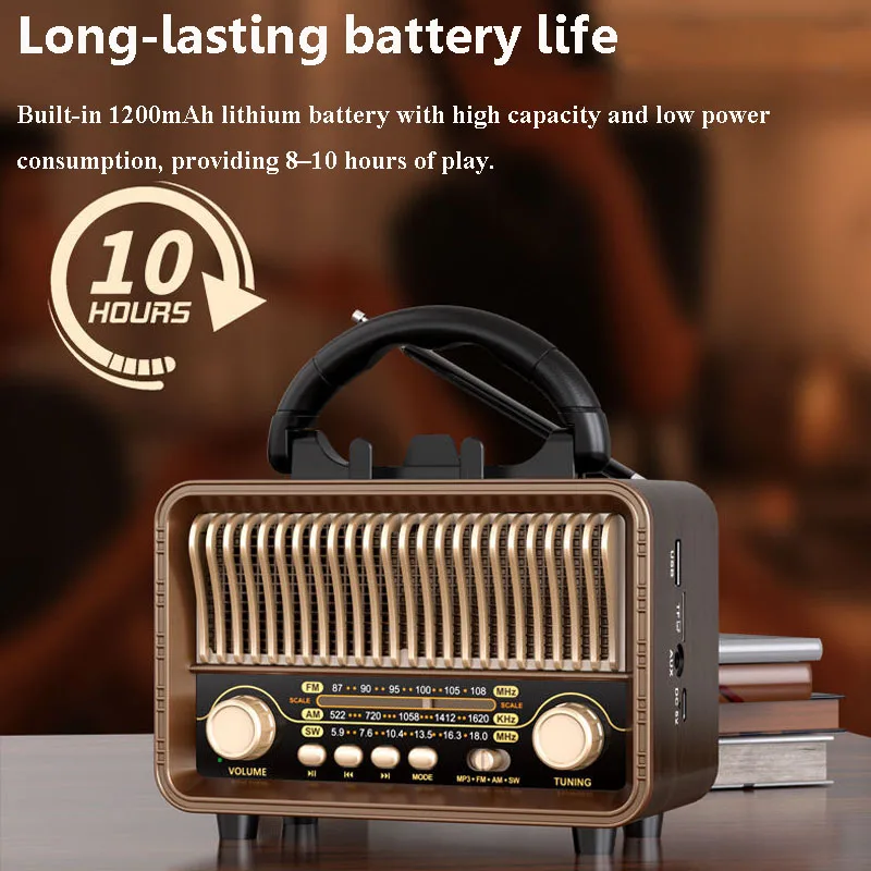 المحمولة الرجعية DSP راديو FM AM SW كامل النطاق أجهزة الراديو استقبال قابلة للشحن بلوتوث 5.4 المتكلم صندوق تشغيل الموسيقى دعم TF بطاقة USB AUX
