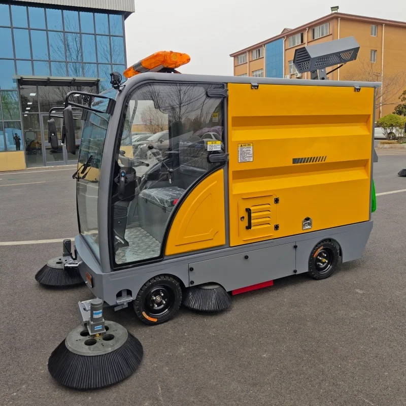 Customized ride‑on electric road sweeper integrated high pressure cleaning unit for municipal road farm ground maintenance