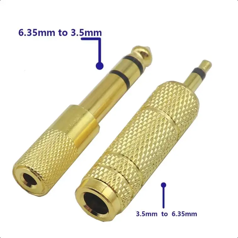 【5-3PCS】3.5mm 1/8 inch TRS Plug to 6.35mm 1/4 inch Jack and 3.5mm Female to 6.35 Male Plug Audio Stereo Adapter Converter