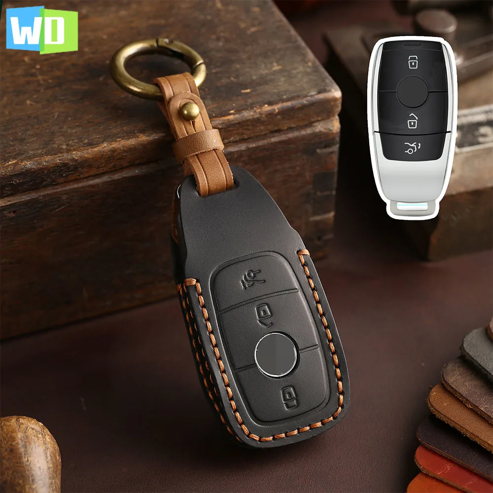 

Leather Car Key Case Cover Fob Keyring Shell For Mercedes Benz A C E S G Class GLC CLE CLA GLB GLS W177 W205 W213 W222 X167