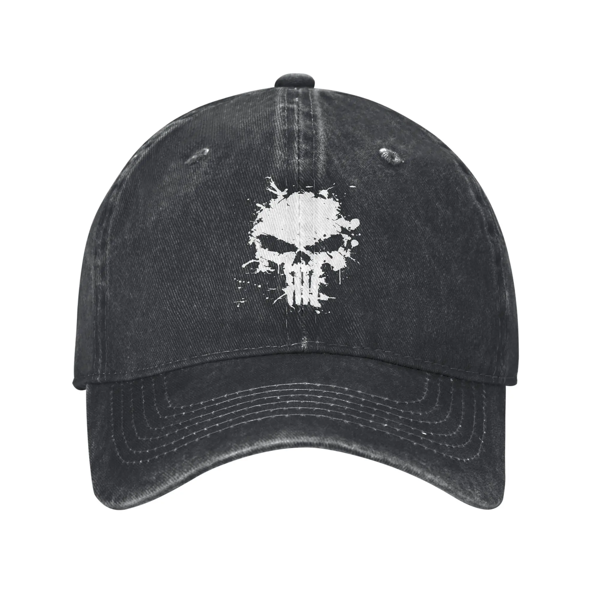 Punisher Skull Men Women Baseball Caps Horror Distressed Washed Hats Cap Vintage Outdoor Workouts Unstructured Soft Sun Cap
