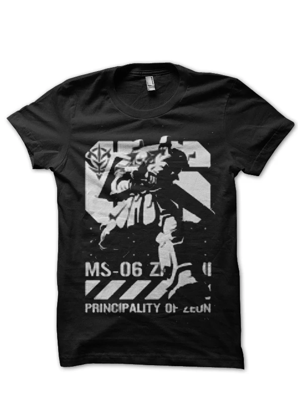 MS 06 Zaku II T-shirt nera Principale grafico bianco di Zeon Mobile Suit Gundam Classic Mecha Anime T-shirt in cotone