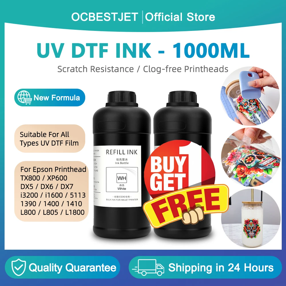 

(Buy 1 Free 1) 1000ML UV DTF Ink For TX800 XP600 DX5 DX6 DX7 i3200 i1600 5113 4720 1390 1400 1410 L800 L805 L1800 UV DTF Film