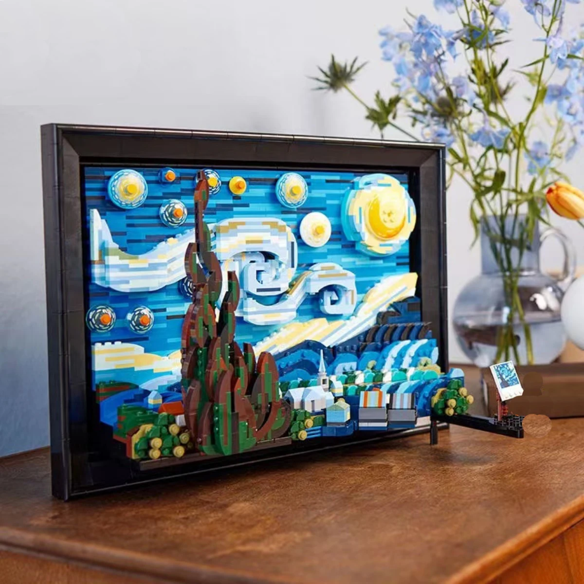 

Новинка 2022, Ван Гог, звездная ночь, картина маслом, сборка, строительные блоки, игрушечная модель, креативная серия, подарки для мальчиков и девочек, Звездная