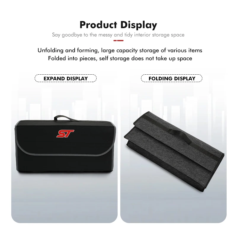 Car Trunk Organizer Box Foldable Tools Storage Pockets Bag For Ford ST Racing Performance Focus Mk2 Mk3 MK4 Fiesta Ranger