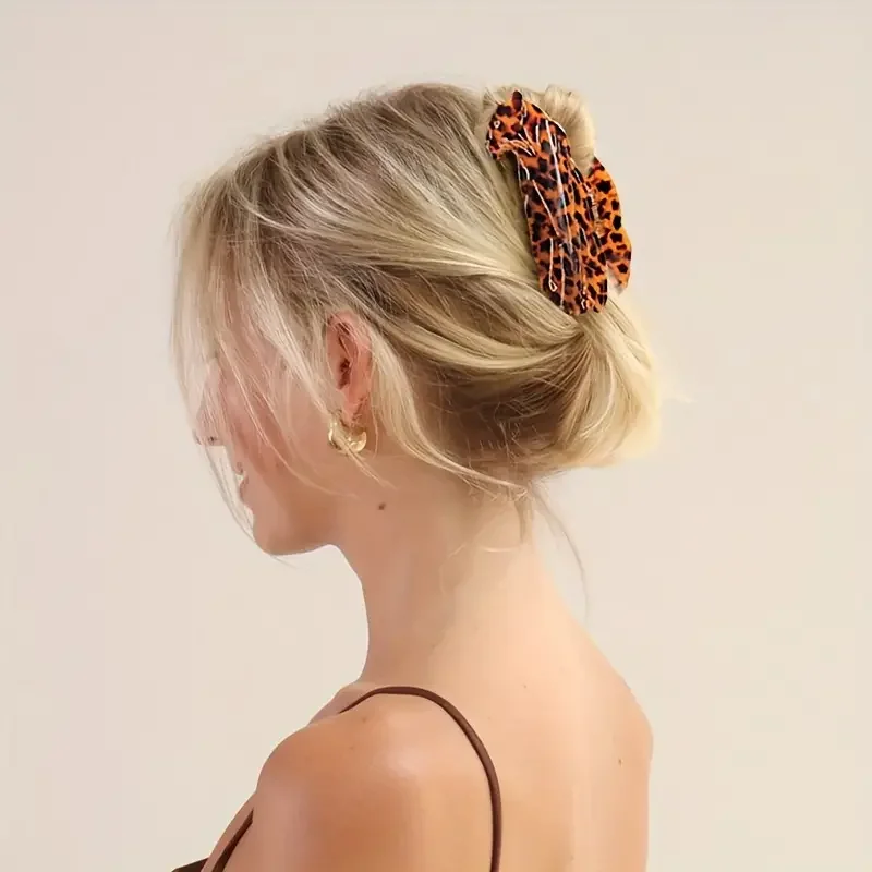 Elegant Gray Leopard Print Leopard Jaguar Hairpin Party Wear Back of the Head Clip Shark Clip Hair Accessories for Women