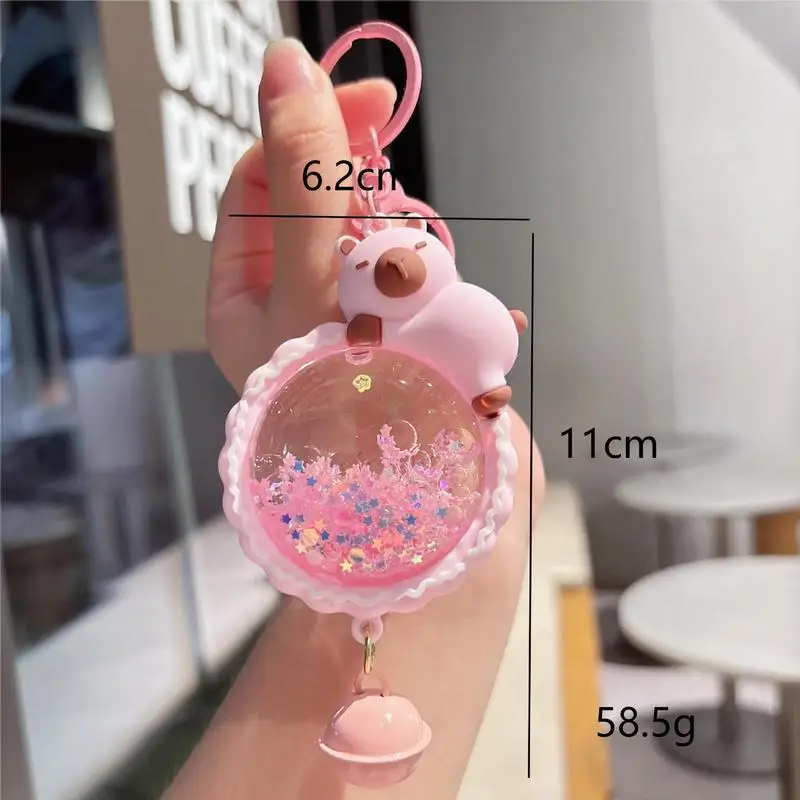 Creative Capybara Sand Art Bottle Keychain for Bags Cars Backpacks Gift Accessory Unique Animal Themed Key Ring for Men Women Te - view 4