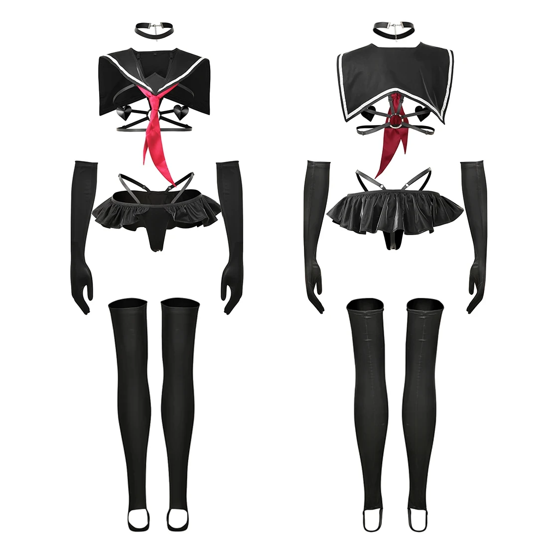 Dirtytech Anime Bunny Girl Cosplay Japanese Sailor Collar Split Cosplay Outfit Red Tie School Style Costume for Anime Photoshoot - view 3