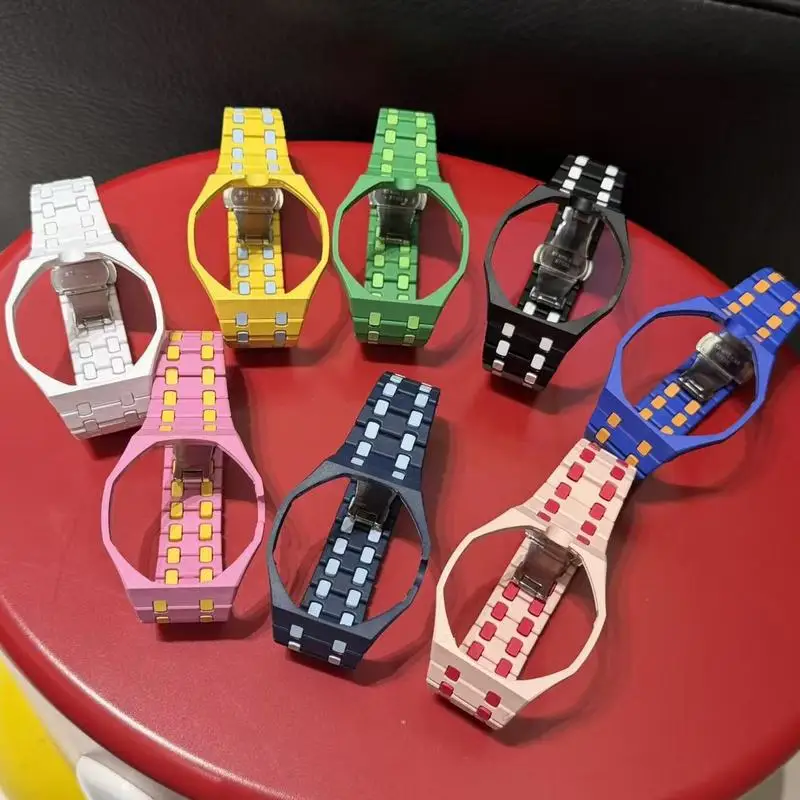 for Swatch x AP Royal Pop Pocket Watch change to Wristwatch High-Tech Polymer Strap Premium Butterfly Buckle Case Band