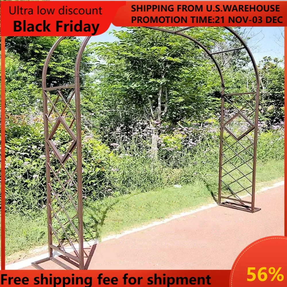 2 Pcs Metal Garden Arch Metal Trellis Arch Garden Arbor Pergola Support, Wide 55