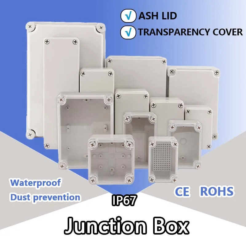 

AG Series IP67 Waterproof Gray/Transparent Cover Enclosure Junction Box ABS Plastic Outdoor Electronic Instrument Hinge Case