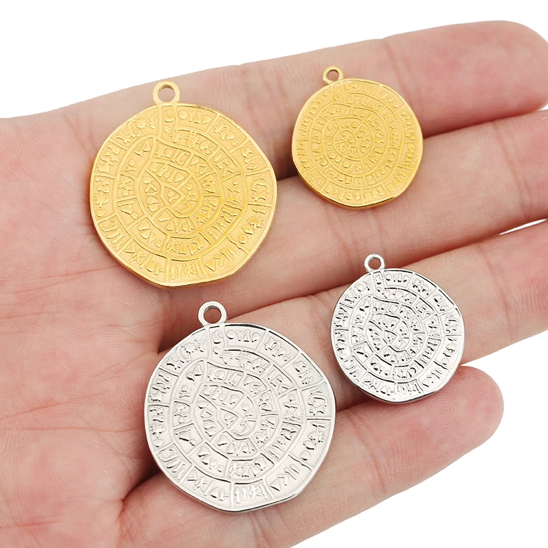 5pcs 20 28mm Stainless Steel Phaistos Disk Charms Viking Rune Compass Pendant DIY Fashion Jewelry Accessories Necklace Supplies view 6