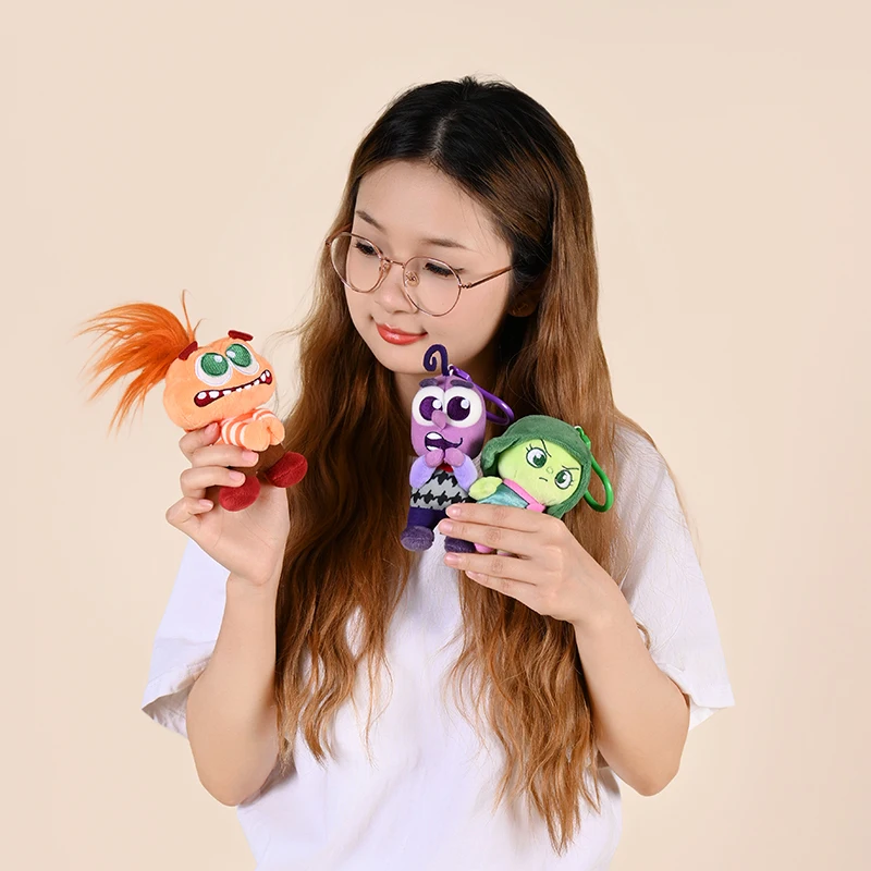 Disney Pixar Inside Out Emo onal Plush Keychain -Soft Stuffed Animal Toy, Joy Sadness Anger Characters, Backpack Charm Gift