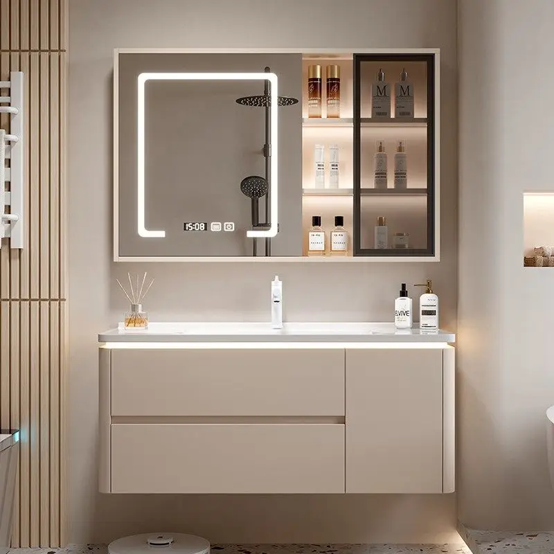 TAO Cream wind rounded corner ceramic integrated basin bathroom cabinet combined toilet washstand