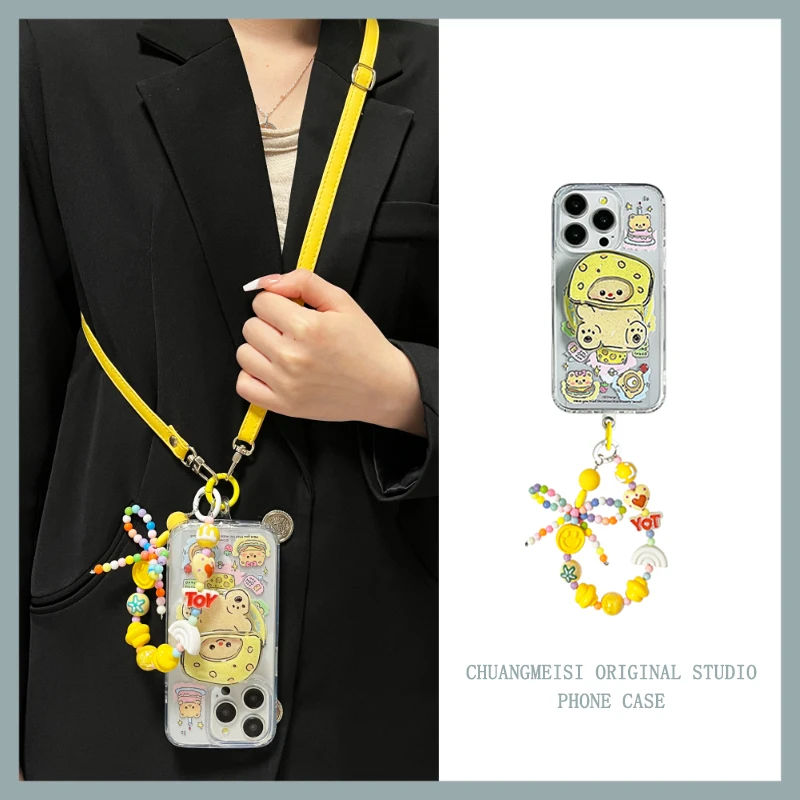 

Creative personalized butter bear for apple 15promax phone case iphone14promax cute 13promax magnetic protective case crossbody