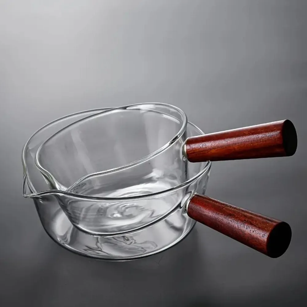 Salad Bowl Wood Handle Glass Milk Pot Transparent Heat-resistant Noodle Pot Mini Heating Cooking Pot Baby Food view 5