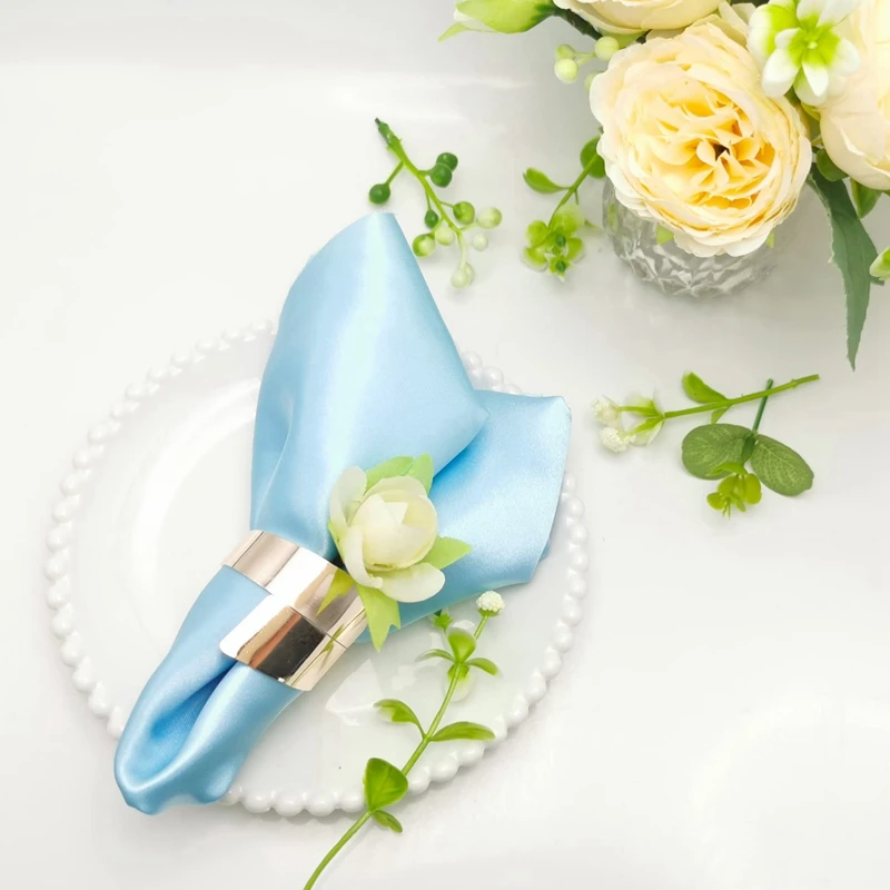 12Pcs Rose Gold Metal Table Decor Napkin Ring Holder Spring For Wedding Setting Valentine's Day