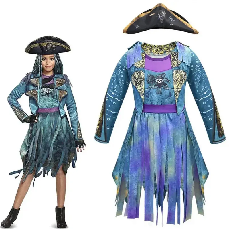 2025 New Descendants 3 Mal Evie Audrey Bertha Cosplay Girls Halloween Costume For Kids Children Party Fancy Dress☆★ee☆★