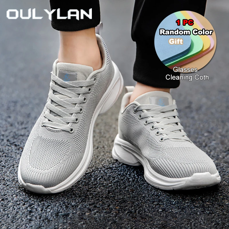 

Oulylan однотонные кроссовки на толстой подошве, мужская обувь большого размера, повседневная противоскользящая обувь на шнуровке, легкие дышащие кроссовки