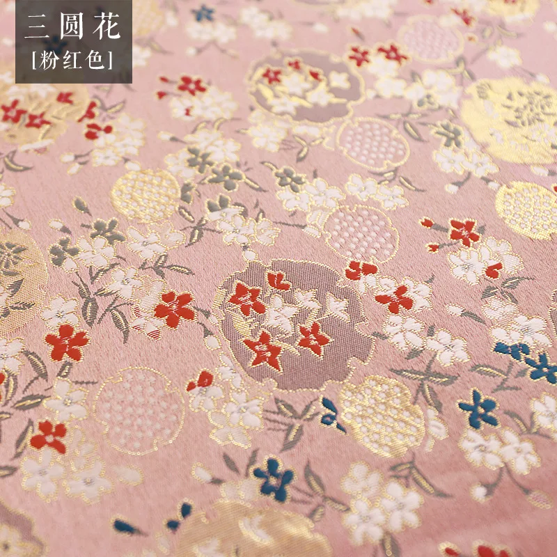 50x75cm Japanese Style Brocade Fabric Bronzing Printed Embroidered Cheongsam Children\'s Clothing Bag DIY Materials