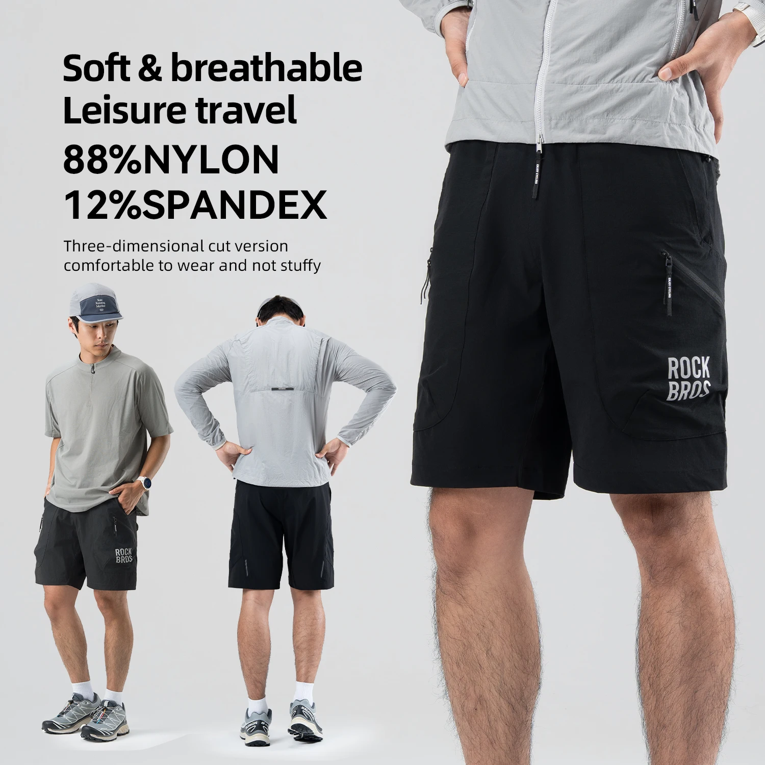 

ROCKBROS Pants Breathable Cycling Shorts Reflective Practical Travel Comfortable Bike Riding Shorts with YKK zipper Casual Short